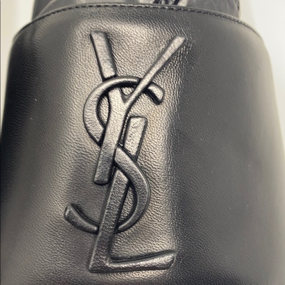 *SOLD* YSL NEW Black Logo Leather Slides/Sandals - Picture 2 of 8